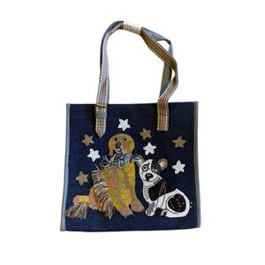 America and Beyond Embellished Dog The Loyal Guardian Shopper Tote Bag Celestial